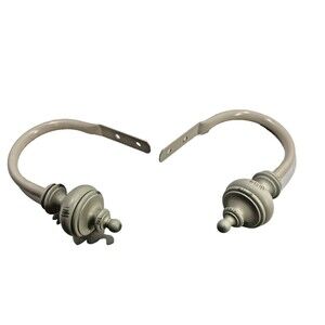 One Pair of Finial Drape Hooks Tiebacks Beige Distressed Design Metal